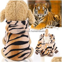 Dog Apparel Halloween Pet Clothes Autumn And Winter Twolegged Flannel Warm Cat Supplies Teddy Bichon Tiger Transformation Drop Deliv Dh2Zy