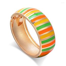 Bangle Trendy Striated Colourful For Women Gold Plated Enamelled Costume Statement Wedding Party Jewellery Wholesale