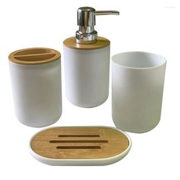 Bath Accessory Set Bathroom Accessories Soap Dispenser Bottle Dish Washroom Toothbrush Holder Cup Suit White