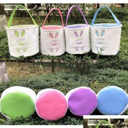 Gift Wrap Easter Basket Canvas Rabbit Baskets Bunny Ears Buckets Tail Pail Latest Eggs Hunt Bag 4 Colors Drop Delivery Home Garden F Dhv7X