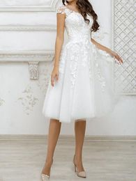 Party Dresses Elegant Sweetheart Bride Dress Cap Short Sleeves With Lace Appliques Wedding For Woman 2023 Tulle Vestido De Novia