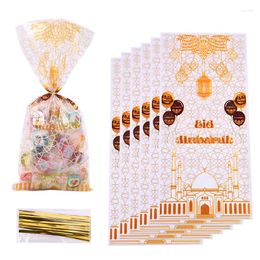 Gift Wrap 25/50pcs Eid Mubarak Bags Plastic Candy Cookie Bag Decoration 2023 Ramadan Decor Islamic Muslim Party Supplies