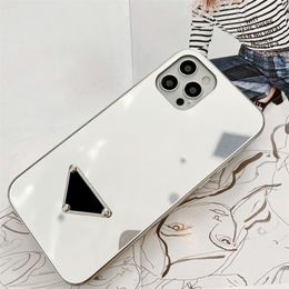 Fashion Designer Mirror Face CellPhone Case Stereoscopic Letter Sign Silver Full Package Soft Edge Waterproof Phone Cover Iphone 12promax