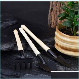 Spade Shovel Mini Set Outdoor Bonsai Garden Tools Handmade Plant Planting Flower Spade/Shovel Hand Threepiece Drop Delivery Home Dh5Li