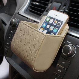 Universal Car Storage Bag Air Outlet Hanging Leather Organiser Auto Interior Phone Holder Glasses Storager Car Accessories