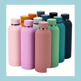 Mugs News Cup 17Oz 500Ml Flask Sports Water Bottle Double Walled Stainless Steel Vacuum Insated Travel Thermos Custom Matte Colours D Dh3Eo