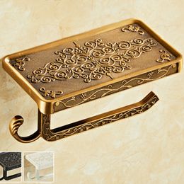 Toilet Paper Holders Antique brass toilet paper holder bathroom mobile holder toilet Tssue paper roll holder bathroom storage rack accessories WF1027 230329