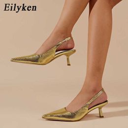 Dress Shoes Gold Silver Thin Low heels Women Pumps Fashion Gladiator Sandals Slingbacks Party Pointed Toe Prom Shoes 221130