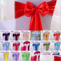 Party Decoration Satin Chair Sash Bow Ties For Banquet Butterfly Craft Er Decor Supplies Wholesales 19 Colours Drop Delivery Dhcjz