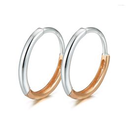 Hoop Earrings Solid 18K Multi-tone Gold Women AU750 Small Circle P6259