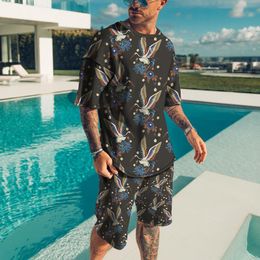 Men's Tracksuits Summer Casual Tshirt Suit Short Two Pieces Set Tracksuit 3D Printed Chinese Style Sportswear Oversized Clothes 230330