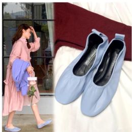 Dress Shoes Spring and autumn soft leather egg roll shoes shallow mouth boat ballet flat single shoe women 230330