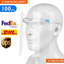 Other Home Garden 100Pcs Safety Face Shield Reusable Goggle Visor Transparent Antifog Layer Protect Eyes From Splash Drop Delivery Dh6Bd