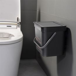 Waste Bins Wallmounted bathroom trash can dustproof box with lid Nodic style hanging toilet bin trash can 230329