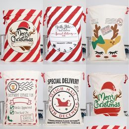 Christmas Decorations Dstring Gift Bags New Heavy Santa Canvas Claus Sack For Kids Xmas Drop Delivery Home Garden Festive Party Suppl Dhfr3