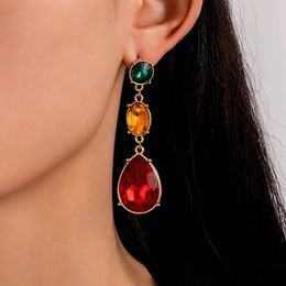 Dangle & Chandelier New Trendy Colourful Rhinestone Drop Earring for Women Simple Party Gift Birthday Jewellery Wholesale Pendientes