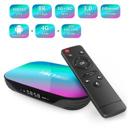 HK1 BOX Amlogic S905X3 TV Box Android 9.0 4GB 32GB 64GB 128GB 8K 100M 1000M Dual Band 5G WiFi Smart TV Boxes Set-Top Box