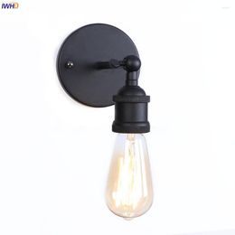 Wall Lamps IWHD Black Iron Retro LED Light Bedroom Stair Mirror Loft Decor Industrial Vintage Lamp Sconce Edison Applique Murale