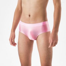Underpants Mens Briefs Seamless Shiny Satin Glossy Wet Look Knickers Underwear U Convex Panties High Elastic Tanga Slip