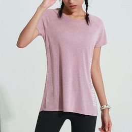 Active Shirts Loose Fit O-neck Yoga T-shirt Women Quick Dry Fitness Tops Workout Tee Running Dance Short-sleeved Gym Sport