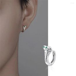 Hoop Earrings Punk Gothic Stainless Steel Green Zircon Eye Snake For Men Women Hip Hop Cool Cobras Jewellery W448