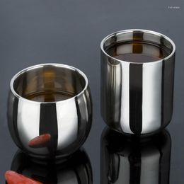 Cups Saucers Kitchen Drinkware Stainless Steel Anti Scalding Children Water Cup Drum Double Layer Heat Insulation Coffee 2pc/lot