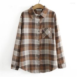 Women's Blouses Elegant And Youth Woman 2023 Somen's Loose Show Thin Colour Contrast Plaid Shirt Long Sleeve Outside Match