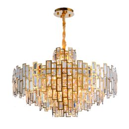 Pendant Lamps Golden Large Chandeliers Lighting Decoration Home El Restaurant Crystal Hanglamp Modern Luxury E14 Stainless Steel LuminairePe