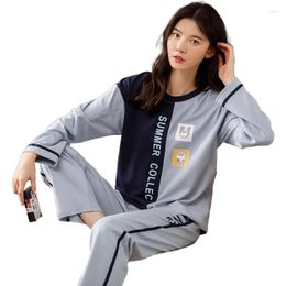 Women's Sleepwear Spring And Autumn Women Cotton Leisure Long Sleeved Pyjamas Fashion Printing Pijama Lovely Home Clothing