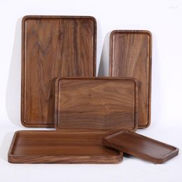 Plates High-quality Black Walnut Solid Wood Dinner Plate Restaurant Tableware Wooden Fruit And Dried Tray Japanese Snack