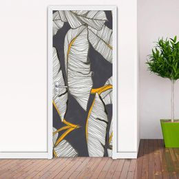 Wallpapers 3D DIY Home Decoration Wallpaper Sticker For Doors Tropical Bamboo Leaves Waterproof PVC Self-adhesive Door Stickers Mural Decal