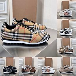 Designer Luxury Cheque Sneakers Platform Leather Trainer Shoes Rubber Sole Black White Red Signature Cheque Pattern Sneaker
