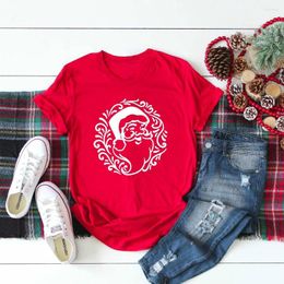 Women's T Shirts Santa T-Shirt Graphic Funny Summer Womans Christmas Tee Holiday Gift Red Festive Celebration Aesthetic Party Style Grunge