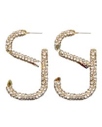 French Full Diamond Alphabet Letter Earrings Elegant Socialite Earrings Dinner All-Match Earrings