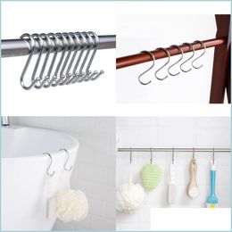 Hooks Rails Stainless Steel S Shape Hook For Desk Bags Towel Wall Hanger Bathroom Kitchen Spoon Tool Drop Delivery Home Garden Hou Dhcor