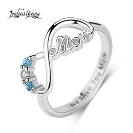 Solitaire Ring Mother Best Gift Infinity Blue Zirconia Female Party for Women Jewelry Accessories Y2303