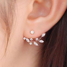 Stud Earrings Women's Rhinestones Crystal Branch Shape Rear Hanging Back Clip Top Quality Color Not Fade Fashion Jewelry Earring