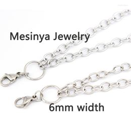 Chains 10pcs 20'' 24'' 1.2mm Wire 6mm Width 316L Stainless Steel Flat Oval Chain For Glass Locket Pendant Necklace