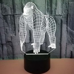 Night Lights 3D LED Light Gorilla With 7 Colours For Home Decoration Lamp Amazing Visualisation Optical Illusion Awesome