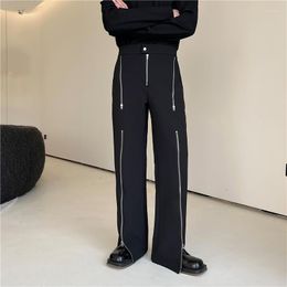 Men's Suits Men Multi-zipper Casual Slim Fit Suit Pants Male Streetwear Fashion Hip Hop Punk Trousers Net Celebrity Man