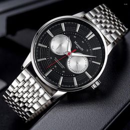 Wristwatches Business Steel Band Men Watch Calendar Luminous Quartz Hands Wristwatch Gift Relogio Masculino