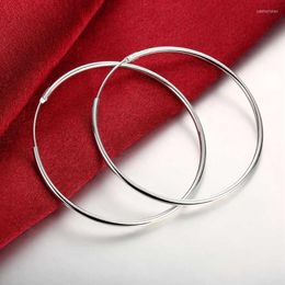 Hoop Earrings & Huggie High Quality 925 Stamp Silver Colour Earring Fashion Big Circle Round For Women Wedding Birthday Gift JewelryHoop Odet