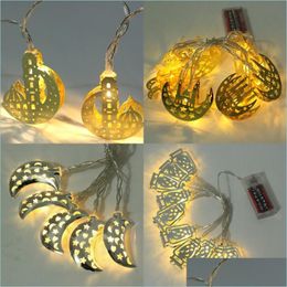 Other Event Party Supplies Eid Alfitr Led String Light 10 Islamic Ramadan Decor Golden Moon Star Lantern Home Decoration Drop Deli Dhvze