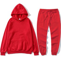 Men's Tracksuits Winter Hoodie Set Men's Fashion Wool Red Hoodie Black Brand Pants Casual Jogging Set Sweatshirt Women's Zipper 230330