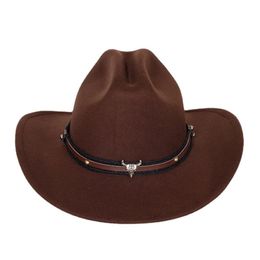 Vintage Cow Head Western Cowboy Hats for Men Women Wide Brim Cowgirl Jazz Hat Gentleman Church Caps Sombrero Hombre