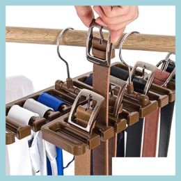 Storage Holders Racks Plastic Tie Belt Scarf Rack Organizer Closet Wardrobe Space Saver Hanger With Metal Hook Drop Delivery Home Dhyt9