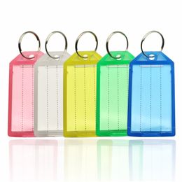 Colour Plastic Luggage Tag Keychain Pendant Hotel DIY Tags Card Key Ring 5 Colours