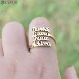 Solitaire Ring Personalized Multiple Name Family Custom Stackable Jewelry Three Four s New Mom Gift For Women Y2303