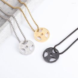 Chains Steel Dumbbell Pendant Necklace Chain Couple For Men
