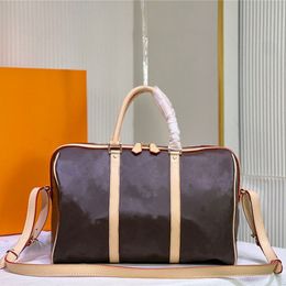 designer tote bag Keepall 35 M42426 BROWN COATED CANVAS VACHETTA LEATHER VINTAGE luis Duffel Bag